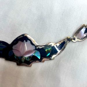 Vintage made in Mexico sterling silver shell inlay necklace